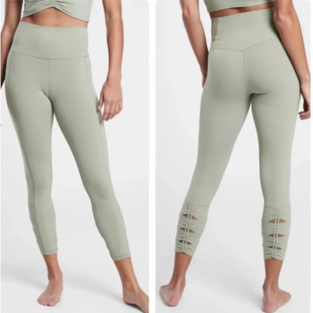Athleta Salutation Stash Pocket II Cinch 7/8 Leggings Sage Green XS High Rise